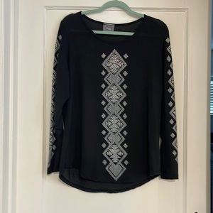 Vocal long sleeve shirt 2XL black with silver plus bling